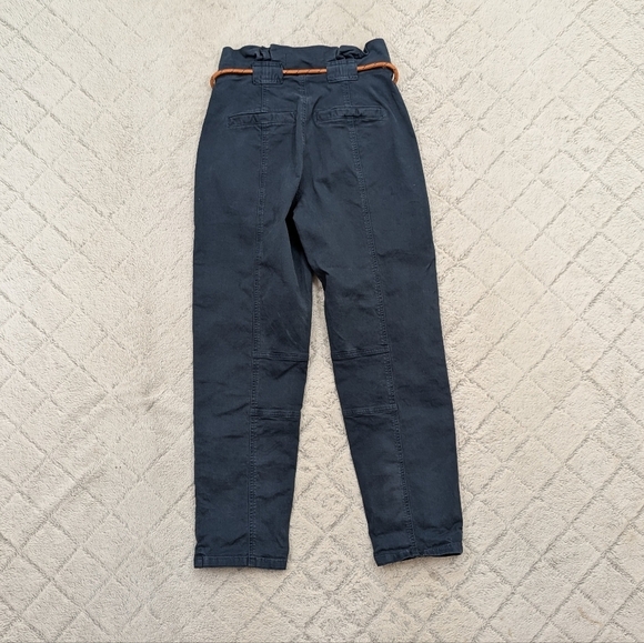 Veronica Beard Pants Womens 26 Blue Navy Karter Belted Paperbag Straight Leg - Picture 10 of 11